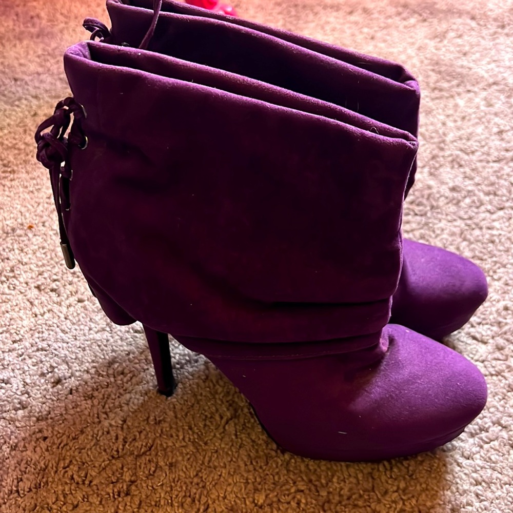 Purple Suede Booties